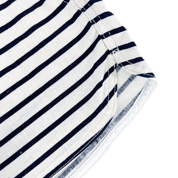 J. Crew Linen Cotton Blend Navy Off White Striped Pull on Shorts Women’s Small - Picture 2 of 10